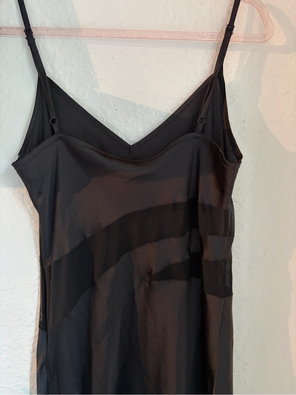 French Connection Black Sheer-Panel Maxi Slip Dress